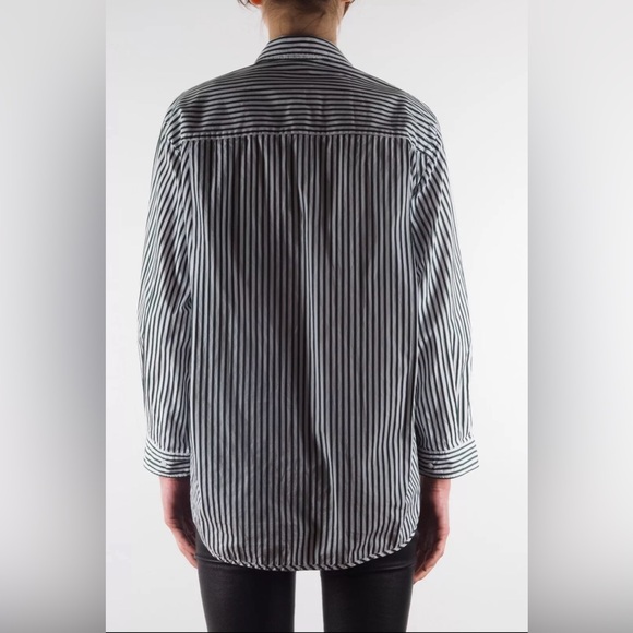 VGUC Maje cotton long sleeve button front shirt with embroidered bee on pocket - Picture 2 of 12